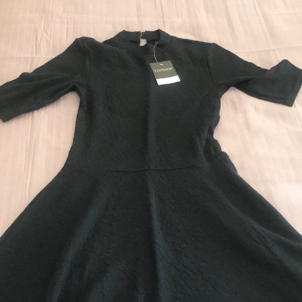 Topshop 3/4 Sleeve Black Dress